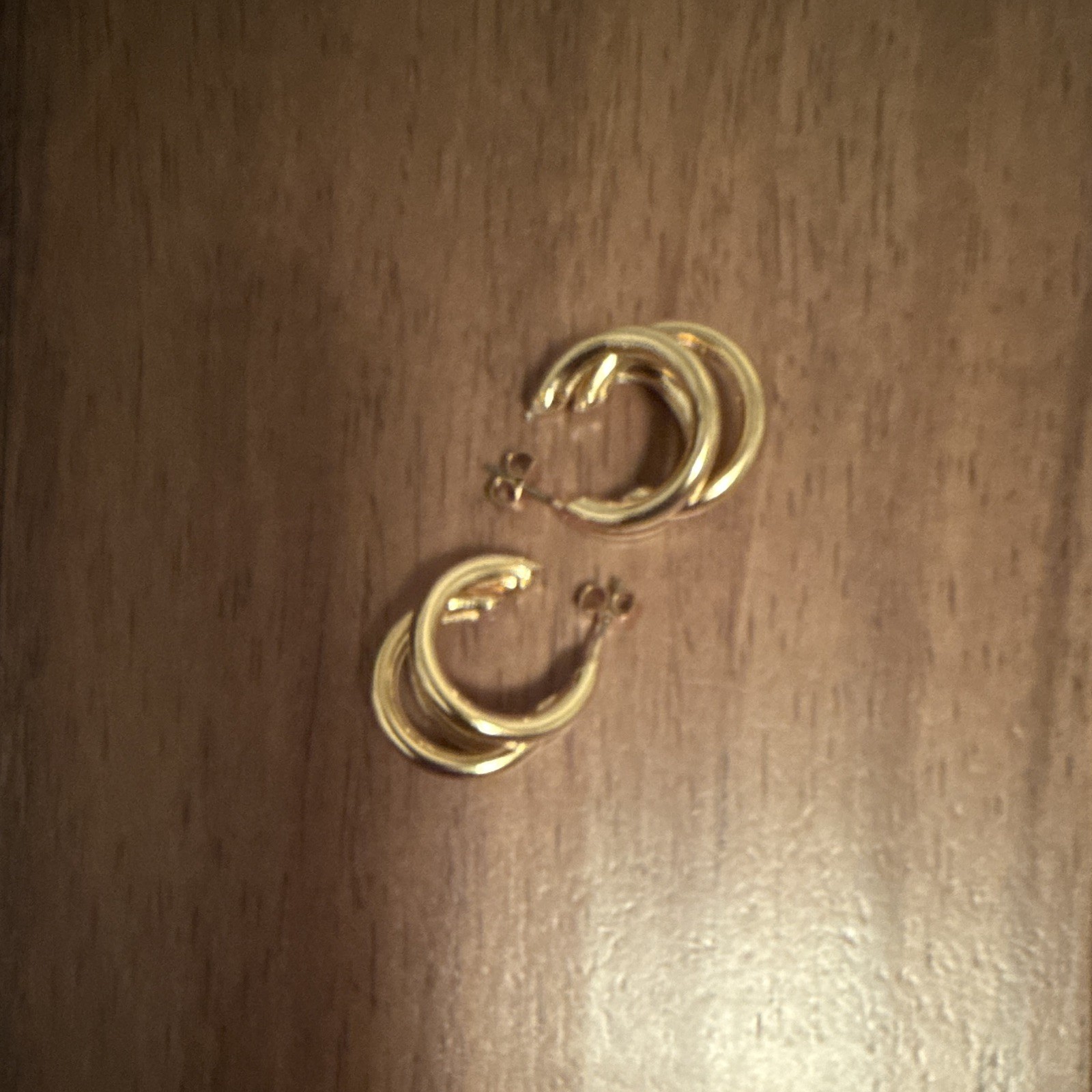 Jennifer Miller Triple Hoop Earrings Gold Tone Metal Butterfly Closure