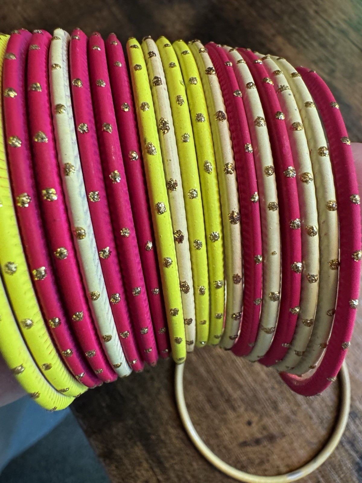 Bundle 60 Indian Bangle Bracelets Mix of Materials and Colors Approx 2.25”