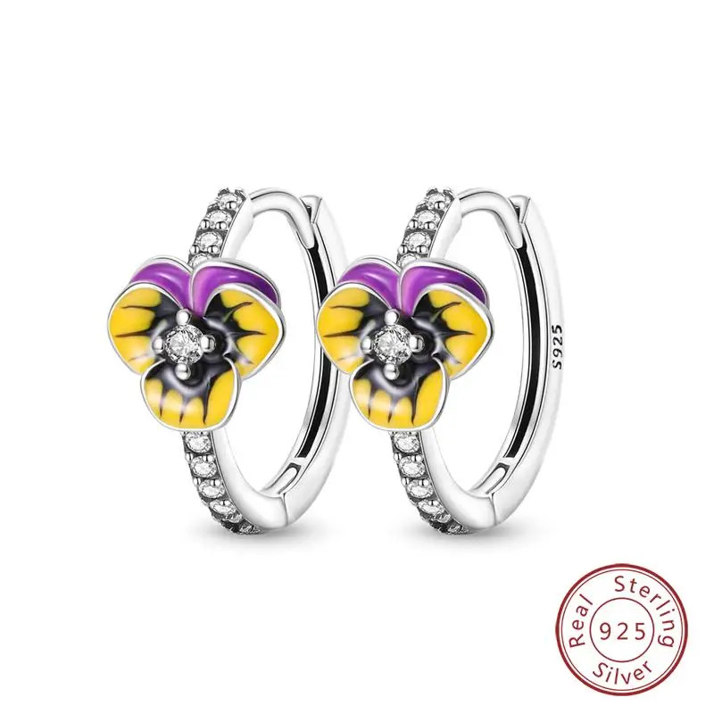 925 Sterling Silver Lotus Zircon Drop Earrings Women Wedding Classic Jewelry