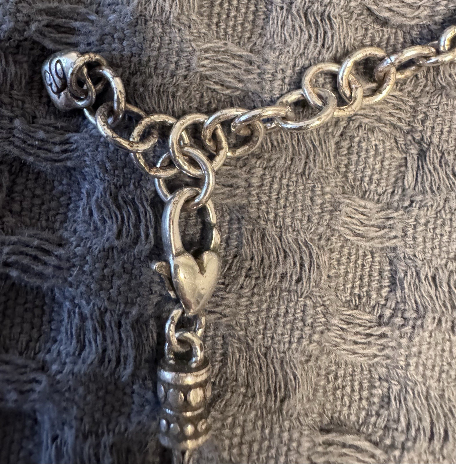 Brighton Signed Silver Round Link Station Chain Necklace