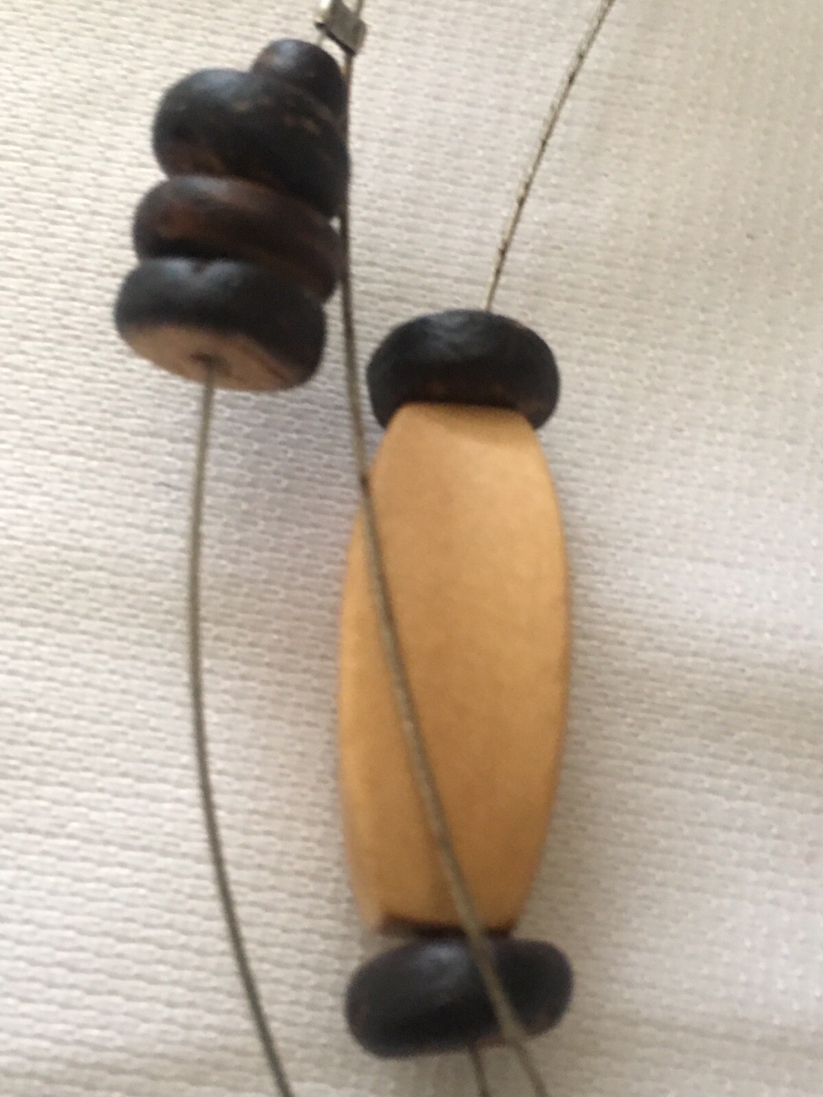 Earthy Minimalist Wood on Wire Necklace Lobster Clasp Unsigned 20”