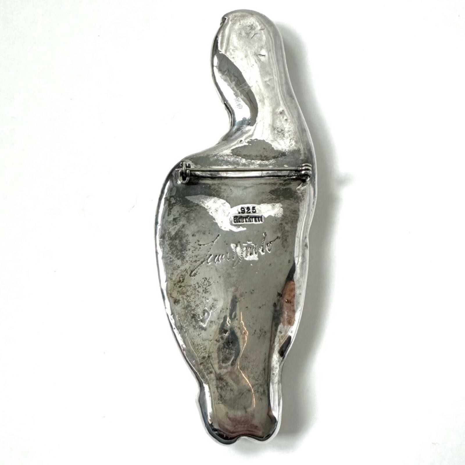 Vintage 80s Sterling Silver 925 Pelican Stork Brooch Electroformed – 4.25 inch