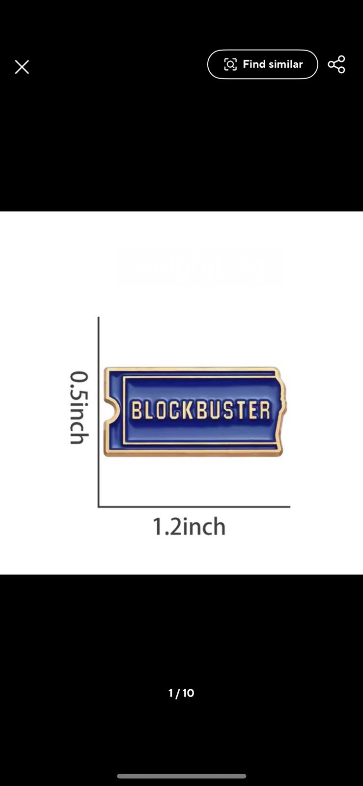 Blockbuster Ticket Style 1pc Rubber Backer Blockbuster Ticket Pin FREE SHIPPING