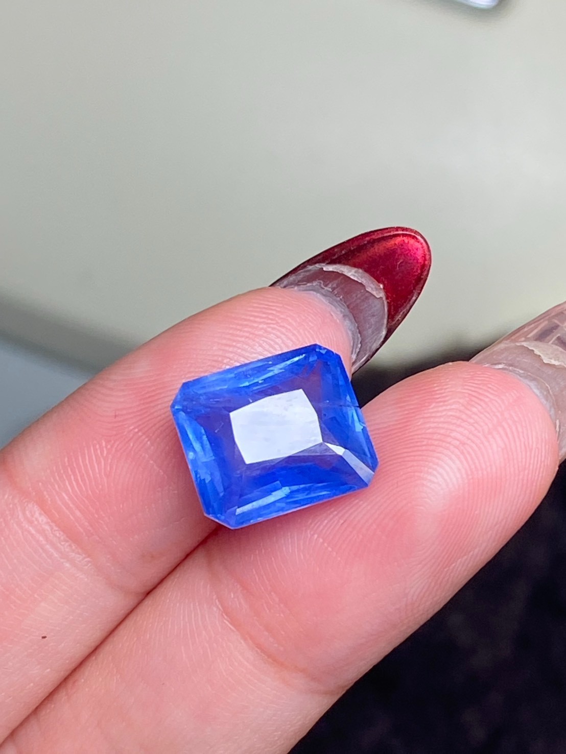 [jerseychou] Natural sapphire 7.43 ct , cornflower blue , Sri Lanka , AIGS+GRS