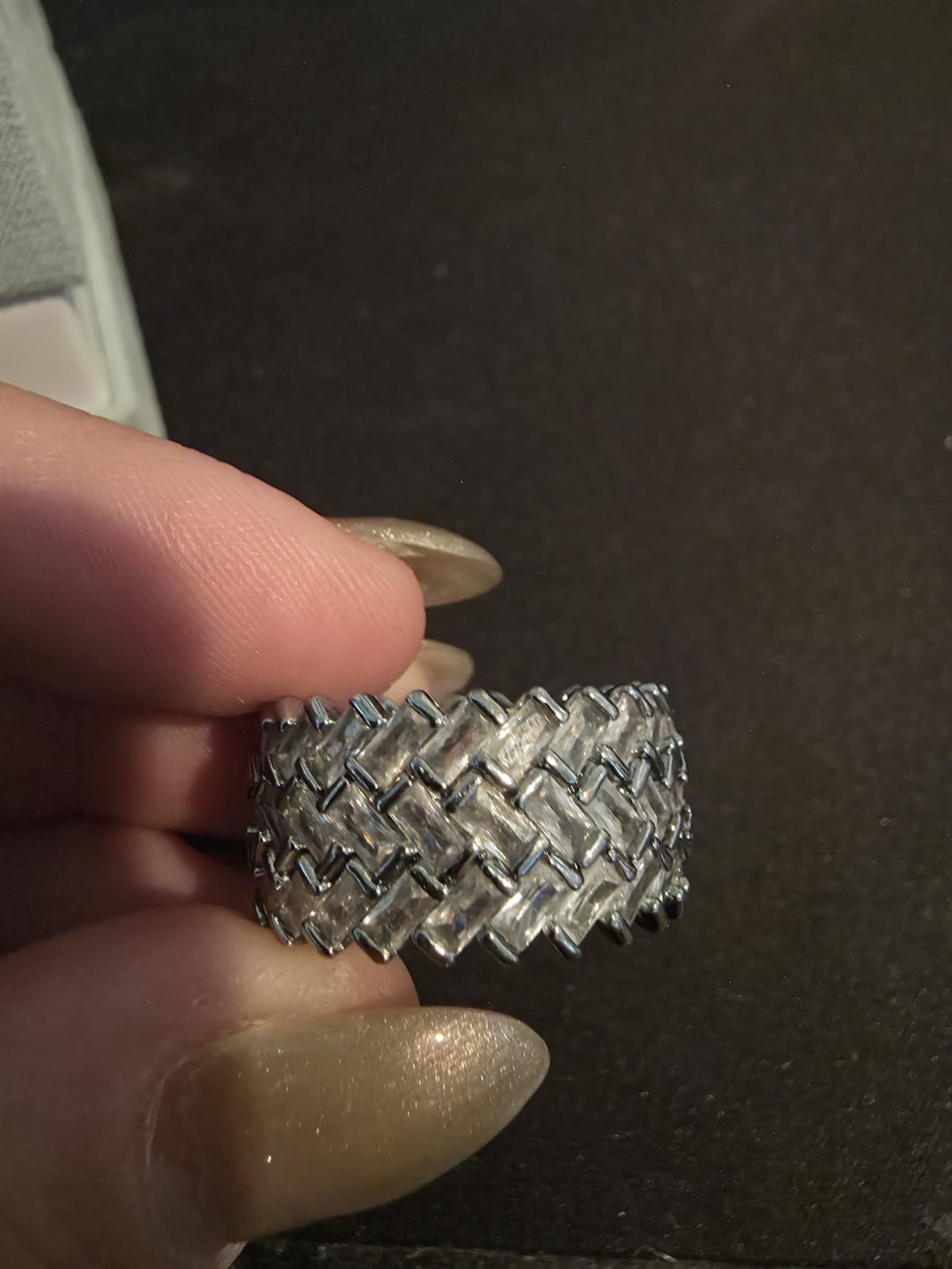 Bomb Party Lux Bands Holiday 2023 Stunning Looks Sz 11 Hematite Plating CZ NWT