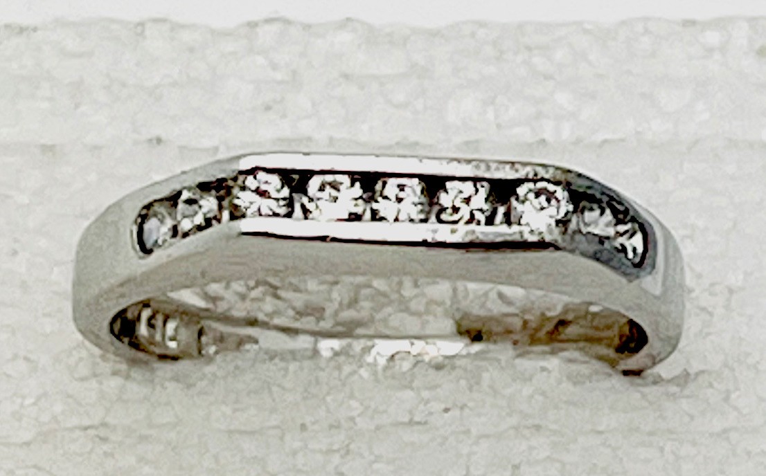 Sterling Silver 925 Channel Set 9 CZ Ring Size 7