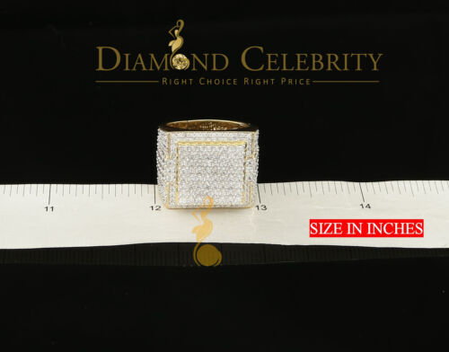 Yellow Silver 12.0ct Cubic Zirconia Square Men Adjustable Ring From SZ 9 to 11