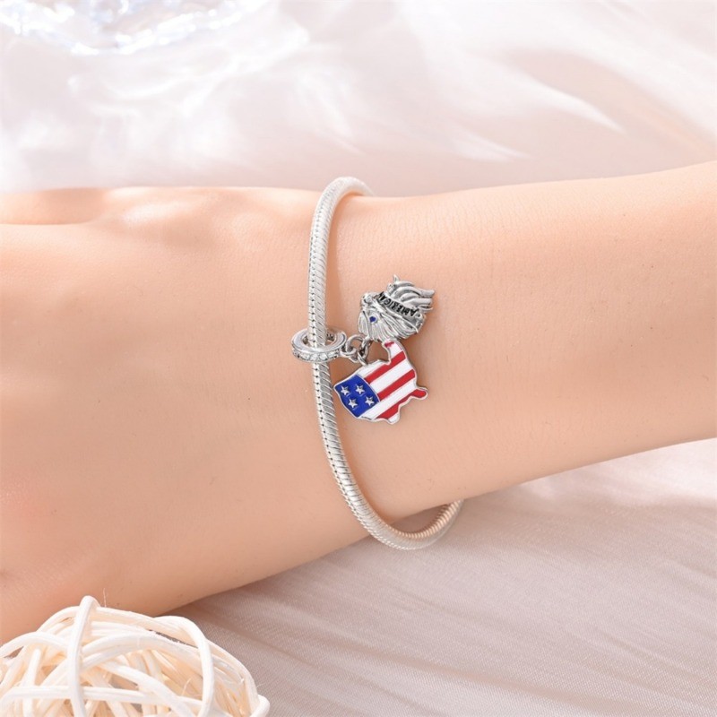 PANDACH Sterling Silver Bald Eagle Charm Patriotic American Jewelry Pendant DIY