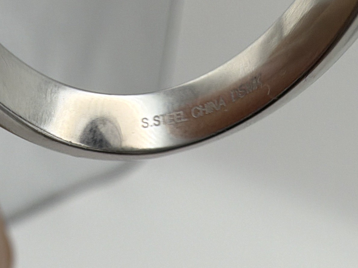Stainless Steel Black Bow Cocktail Ring Pavé Round White Crystal Size 10.25