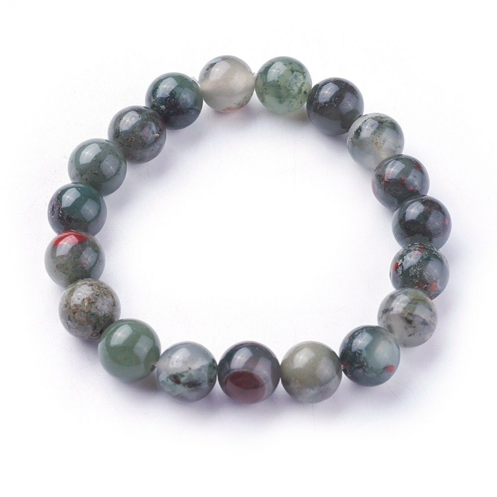 Large 12mm Rare African Bloodstone bracelet Healing Bracelet Yoga bracelet women