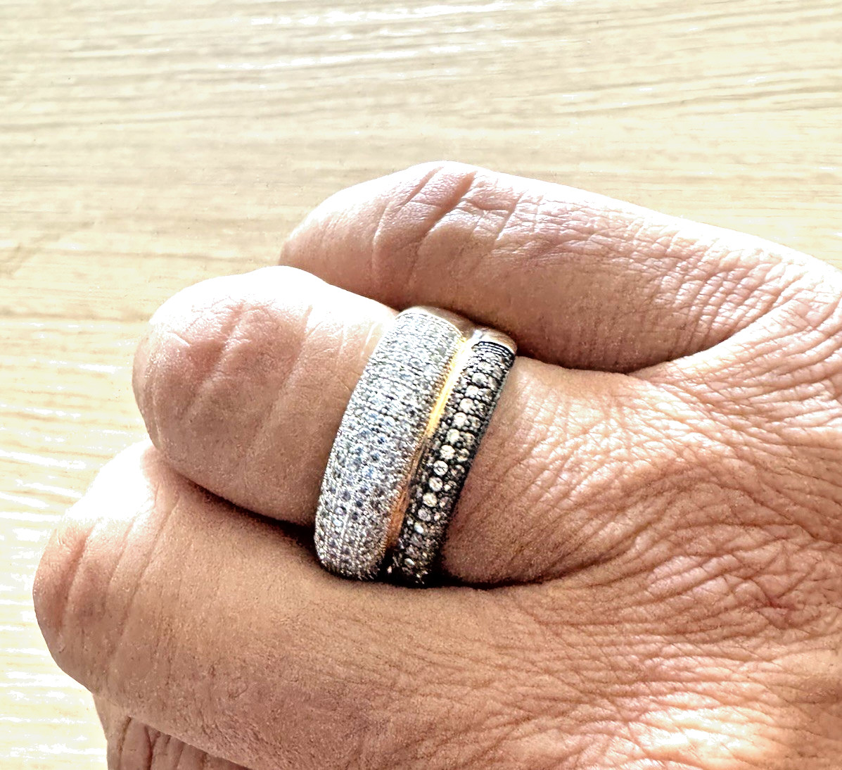 Women Black and White Ring Plated Size 8 with CZ