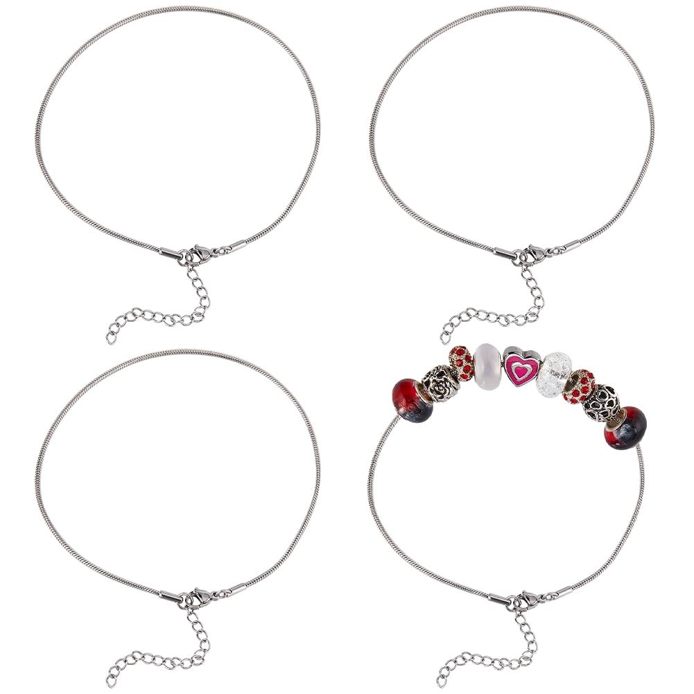 1 Box 12Pcs Snake Chain Charm Bracelet Silver Charm Bracelets Bulk