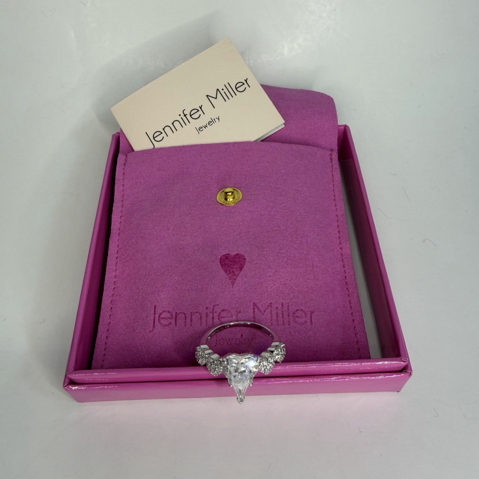 Jennifer Miller Diamonique CZ Heart Pave Stones 2 Tone Sterling Silver Ring 7