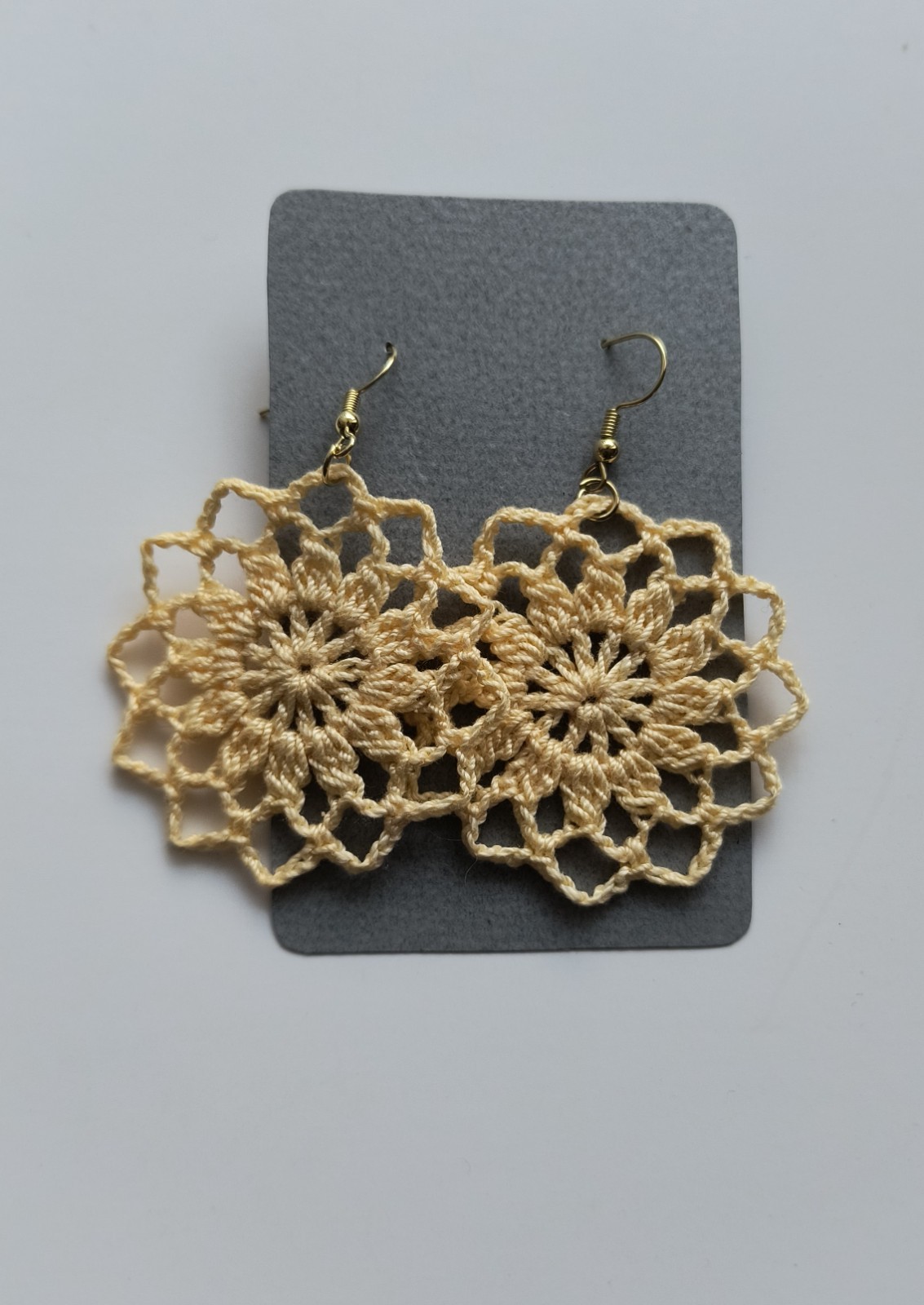 Crochet Earrings, Round , Handmade USA, Brand New, Boho Chic Retro