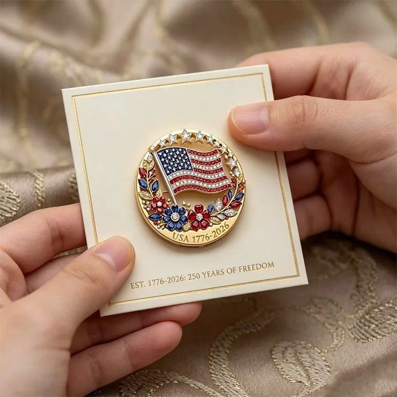 Patriotic American Flag Brooch Pin 250 Years of Freedom USA Men Women Jewelry