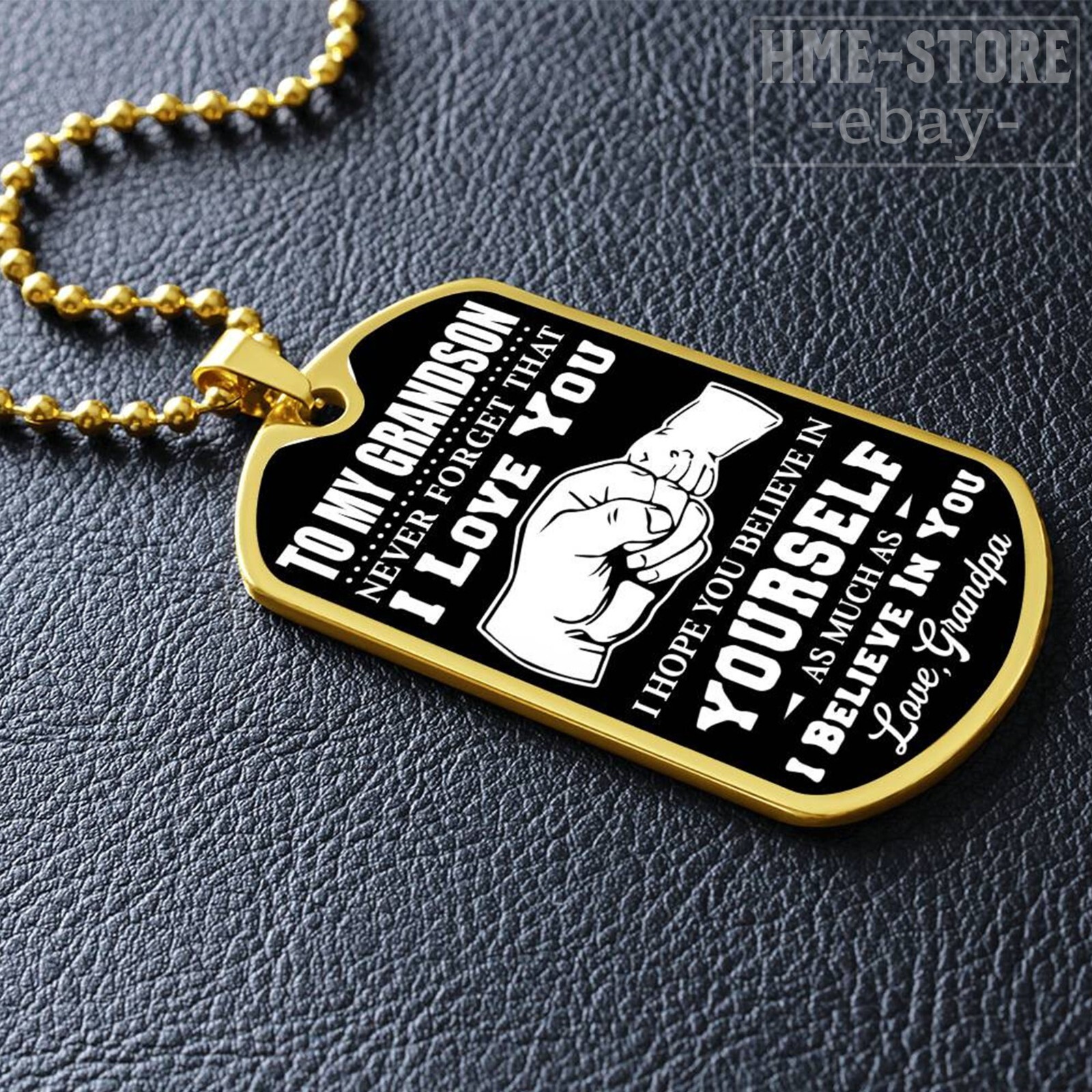 For My Grandson Dog Tag Necklace From Grandpa Birthday Graduation Grandson Gifts