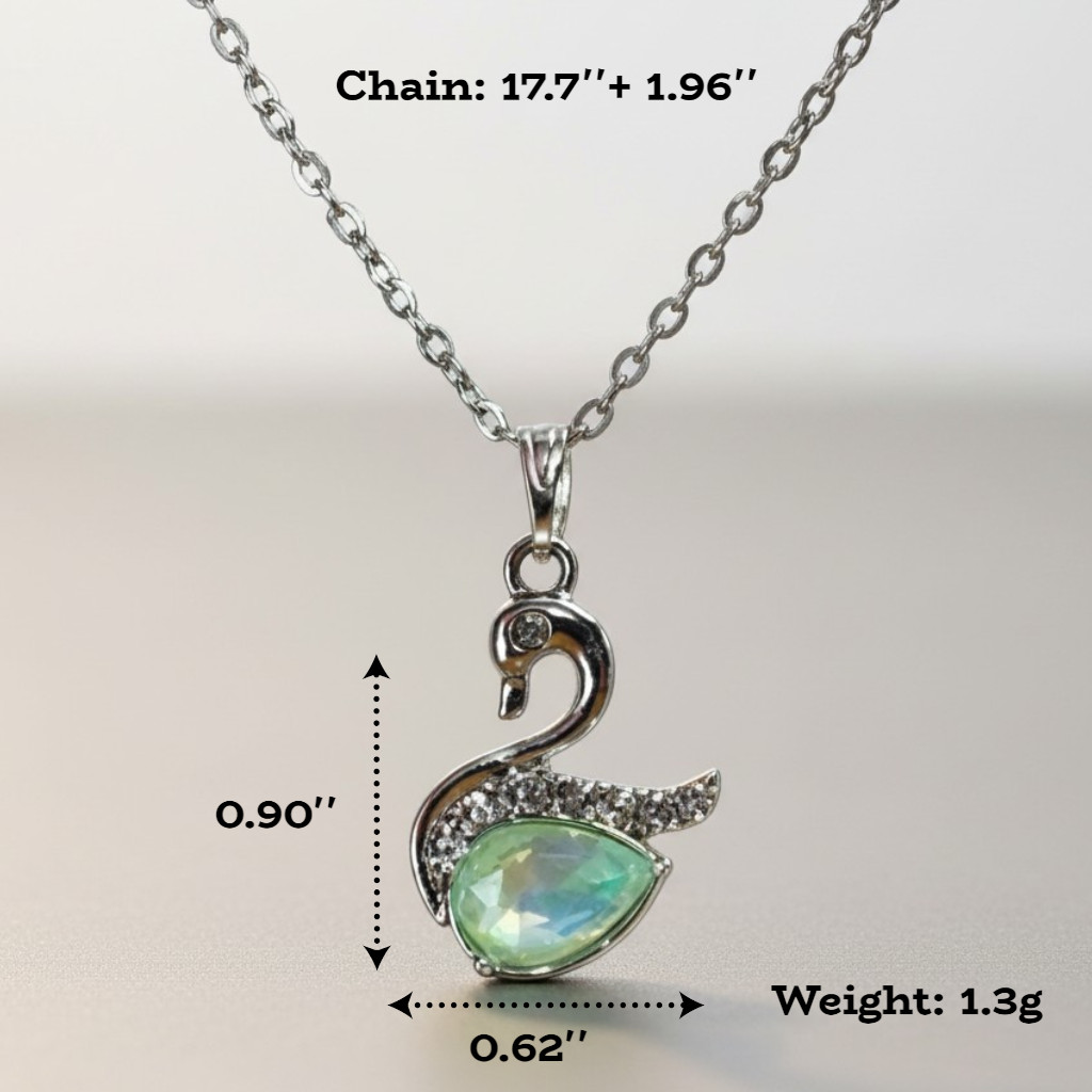 Swan Shaped Pendant with Silvery Inlaid Colorful Teardrop Crystal Necklace