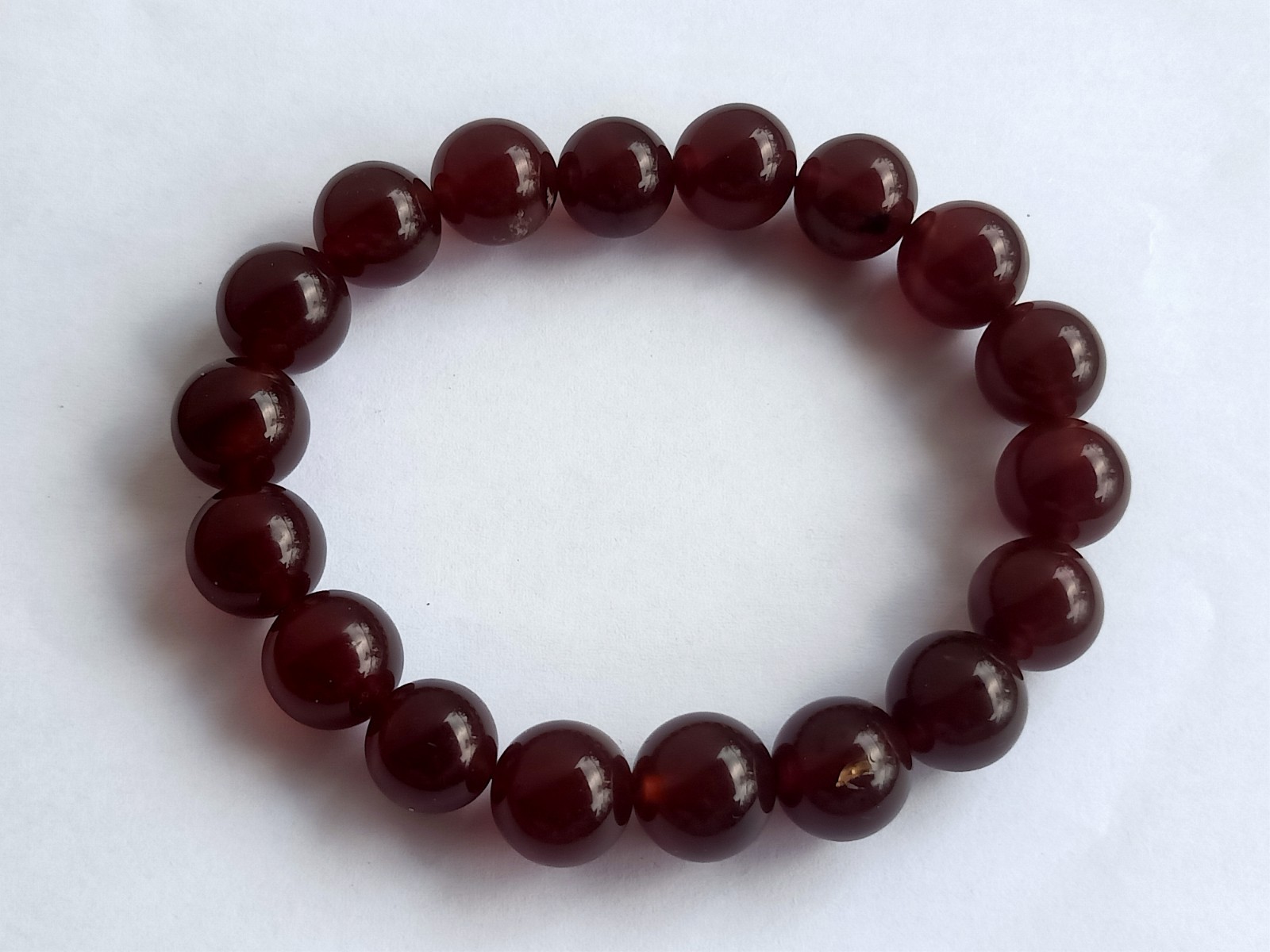 12mm Natural No Treatment Red Amber Round Beads Bracelet