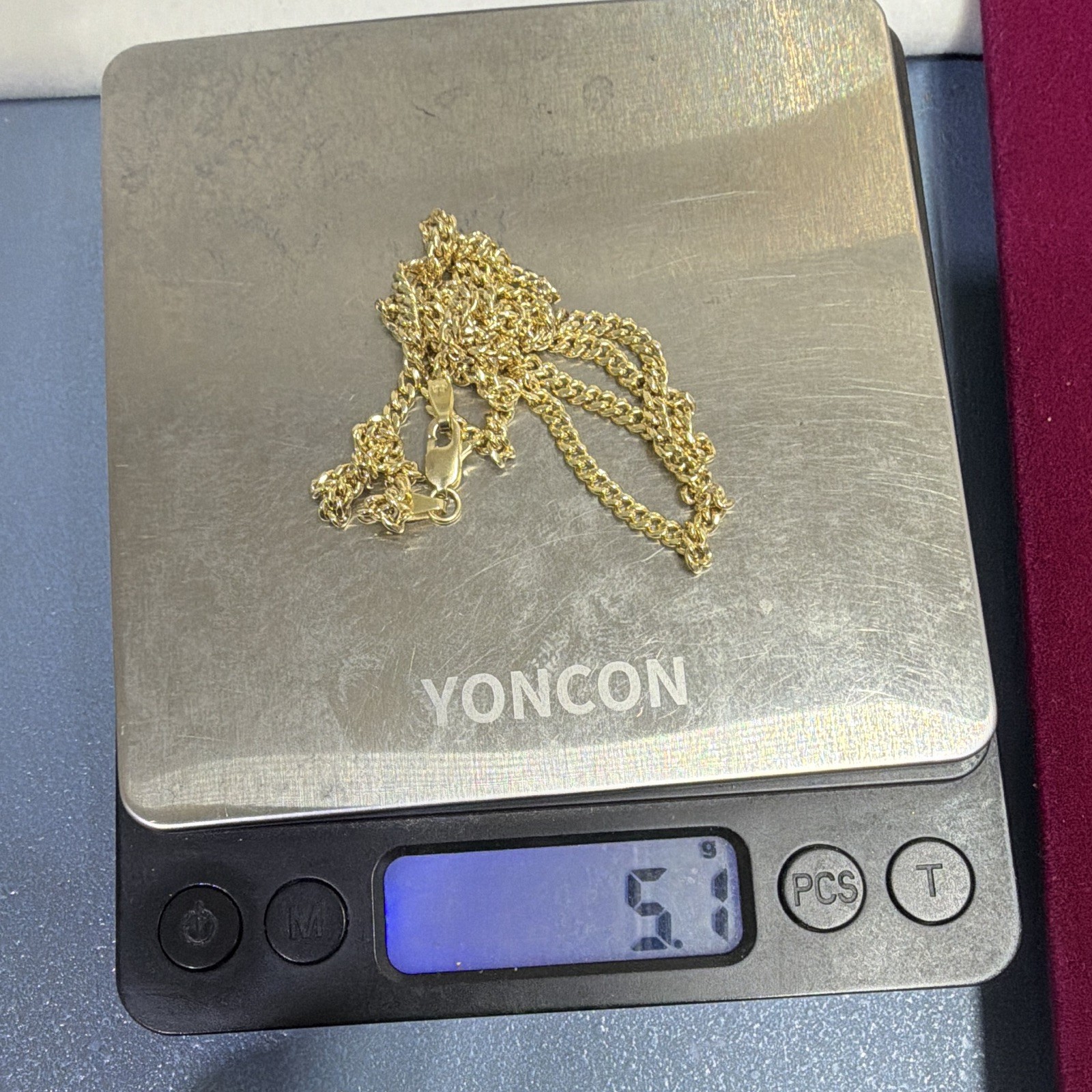 10K Gold Tone Curb Link Chain Necklace, 22 in, 2.89 mm, 5.1 grams