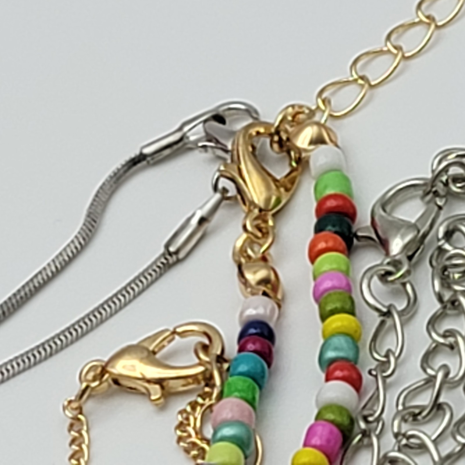 Multicolor Mixed Materials Minimalist Dainty Necklace 11-PIece Lot