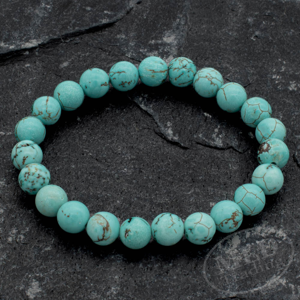 Natural Blue Turquoise Stretch Bracelet 7″ – 4mm/6mm/8mm/10mm/12mm Bead Options