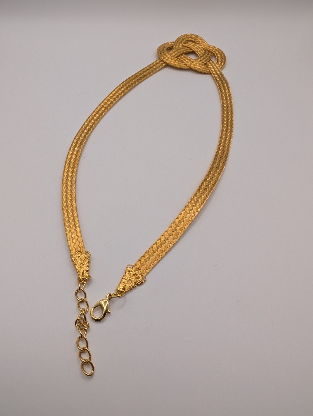 Carol & Stelios Paraskavas 24K Gold Plated Mesh Hercules Knot Necklace