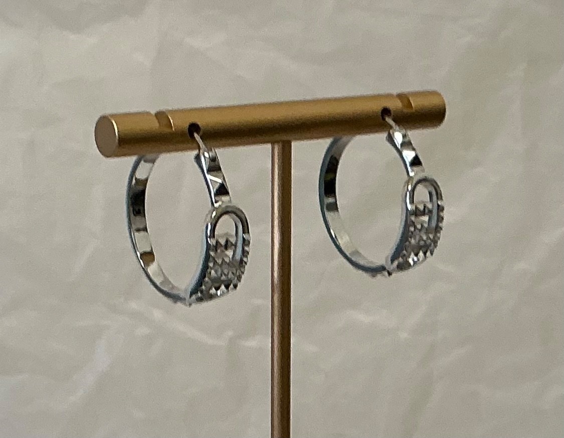 Fendi Silver Tone Hoop Earrings FF Logo #. 542