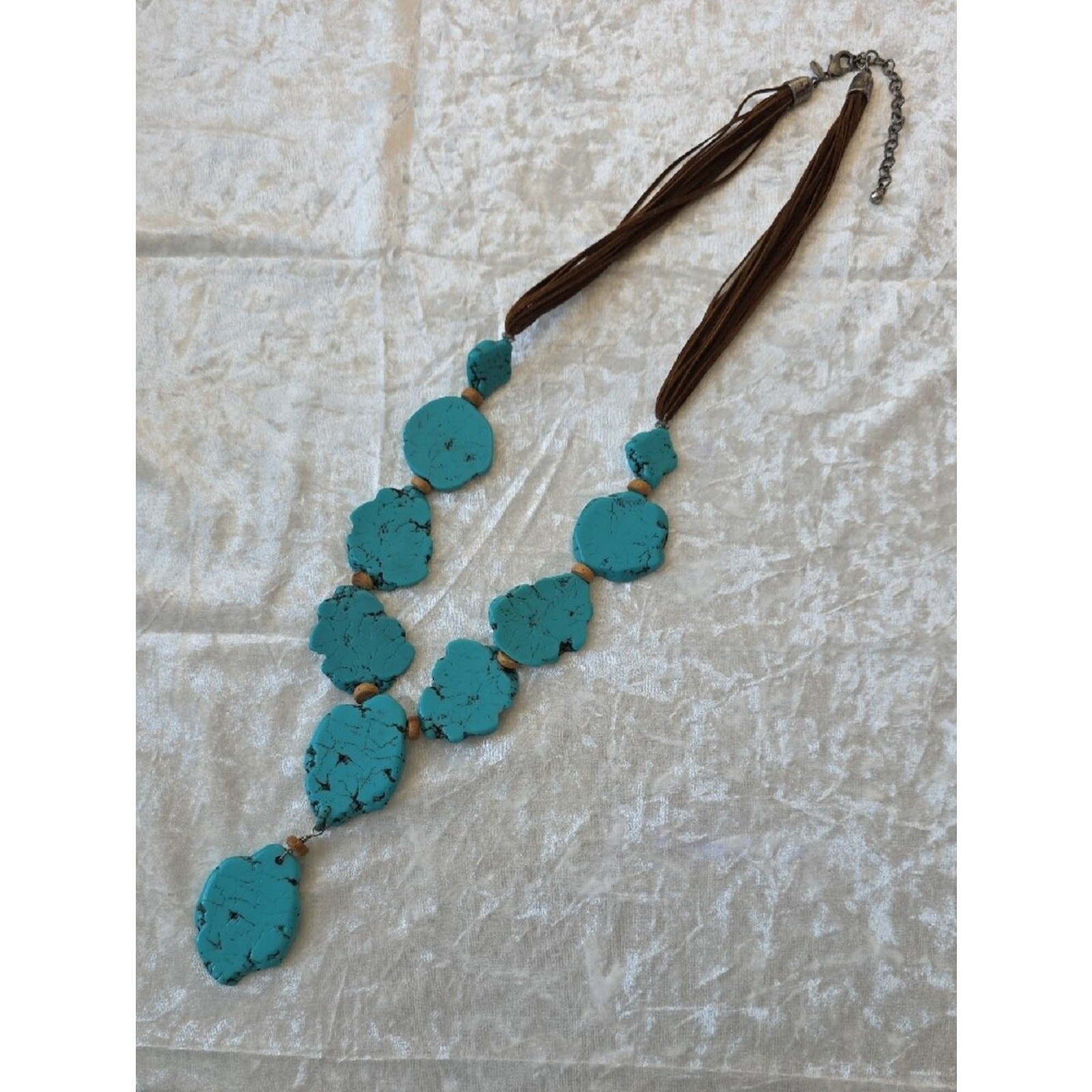 Chico’s Faux Turquoise Blue Disc Statement Necklace