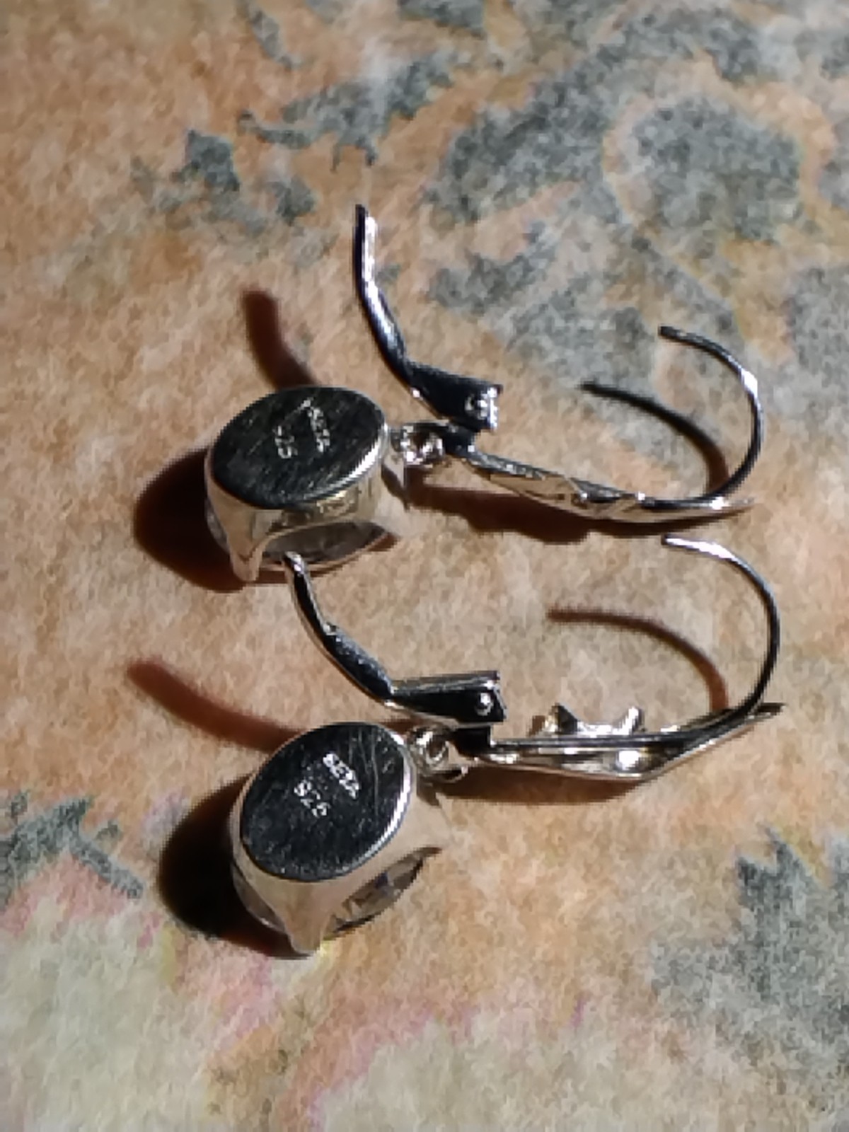 5.08 Lab Created Zirconia Oval Leaver Drop/Dangle 9.25 Sterling Aurora Borealis