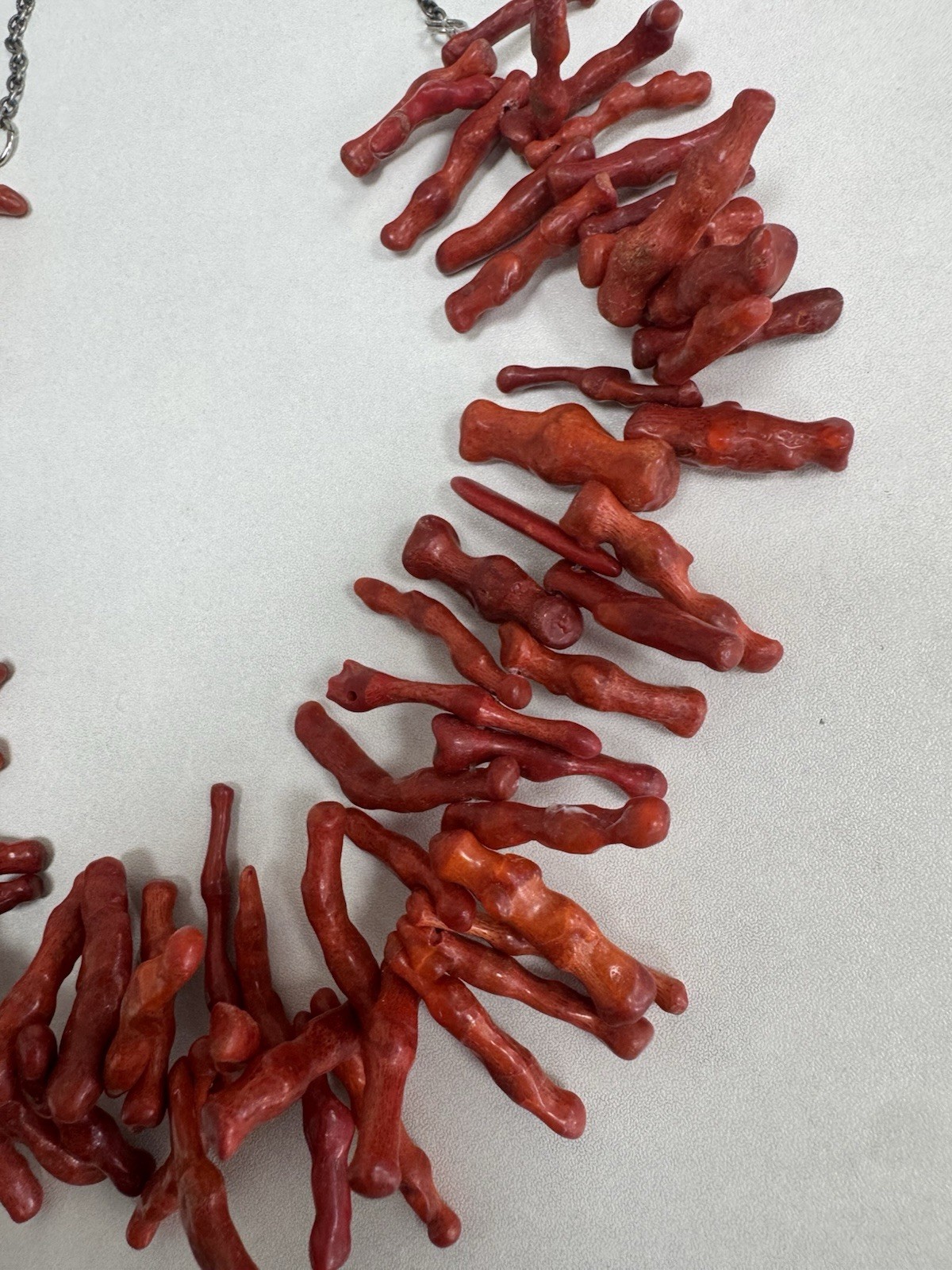 100% genuine Red Coral Beaded Statement Necklace, Stone Material, Cable Chain