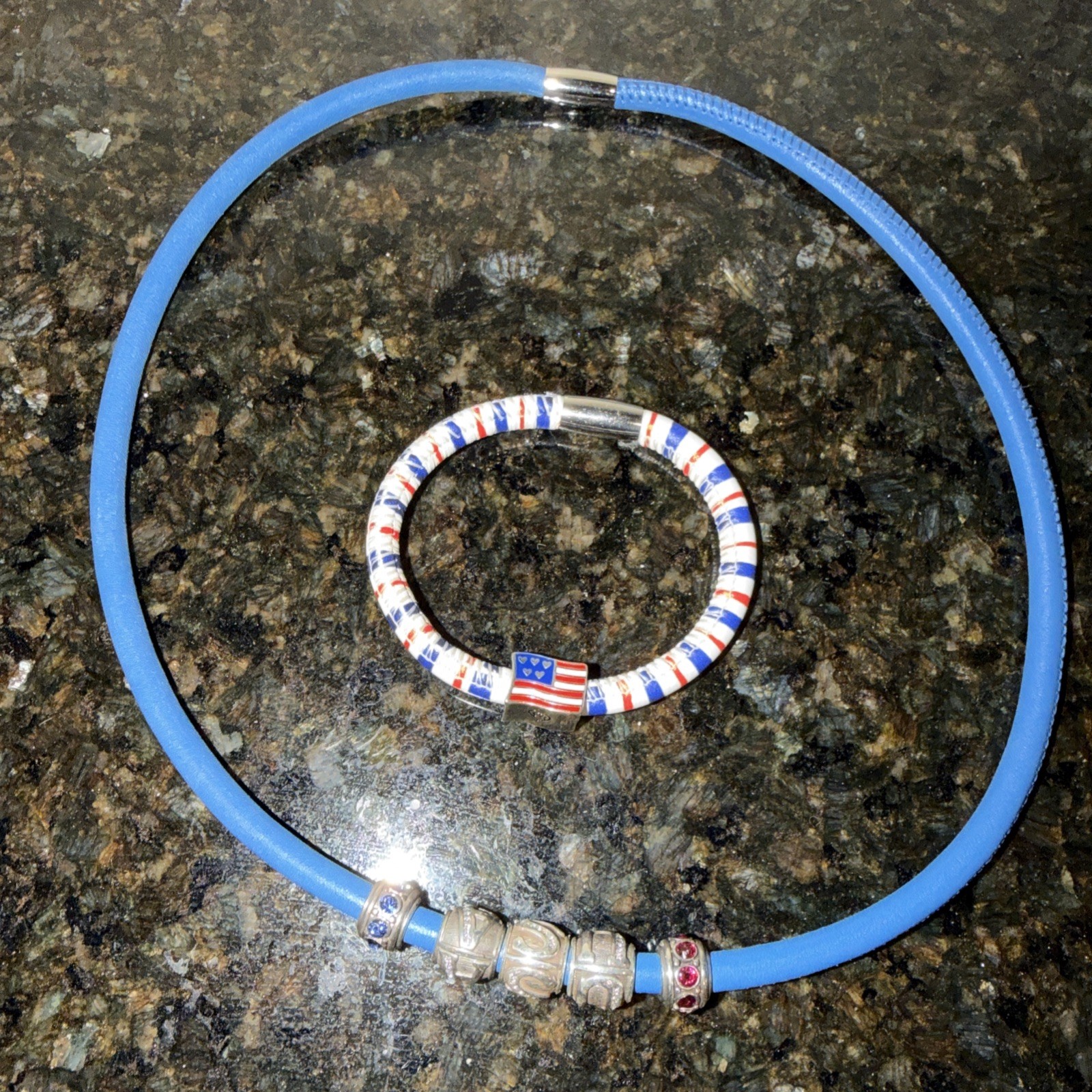 Brighton USA flag spacers Woodstock navy royal blue triple single Red Whit Blue