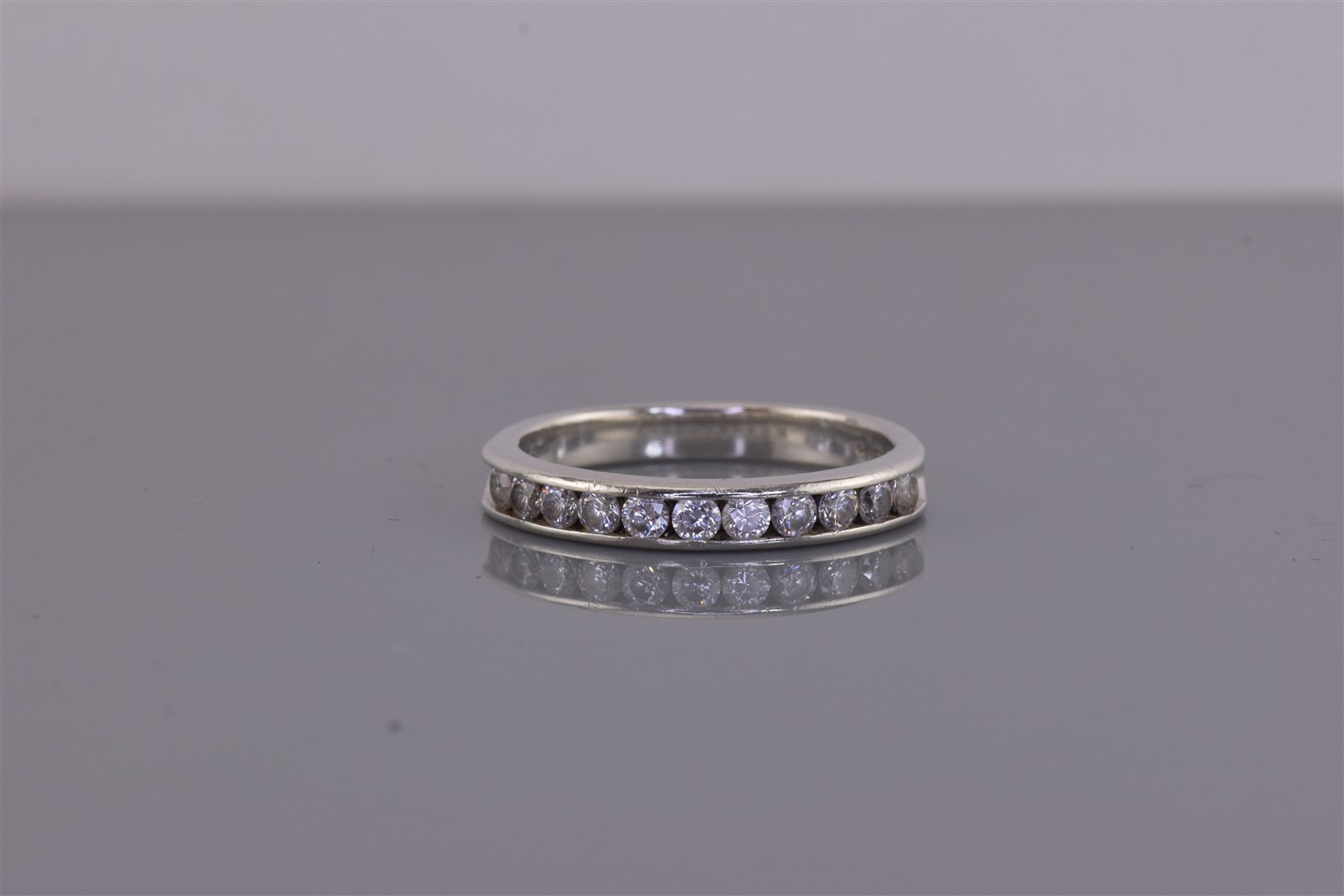Sterling Silver 3.5mm Channel Set Cubic Zirconia Band Ring 925 Sz: 9