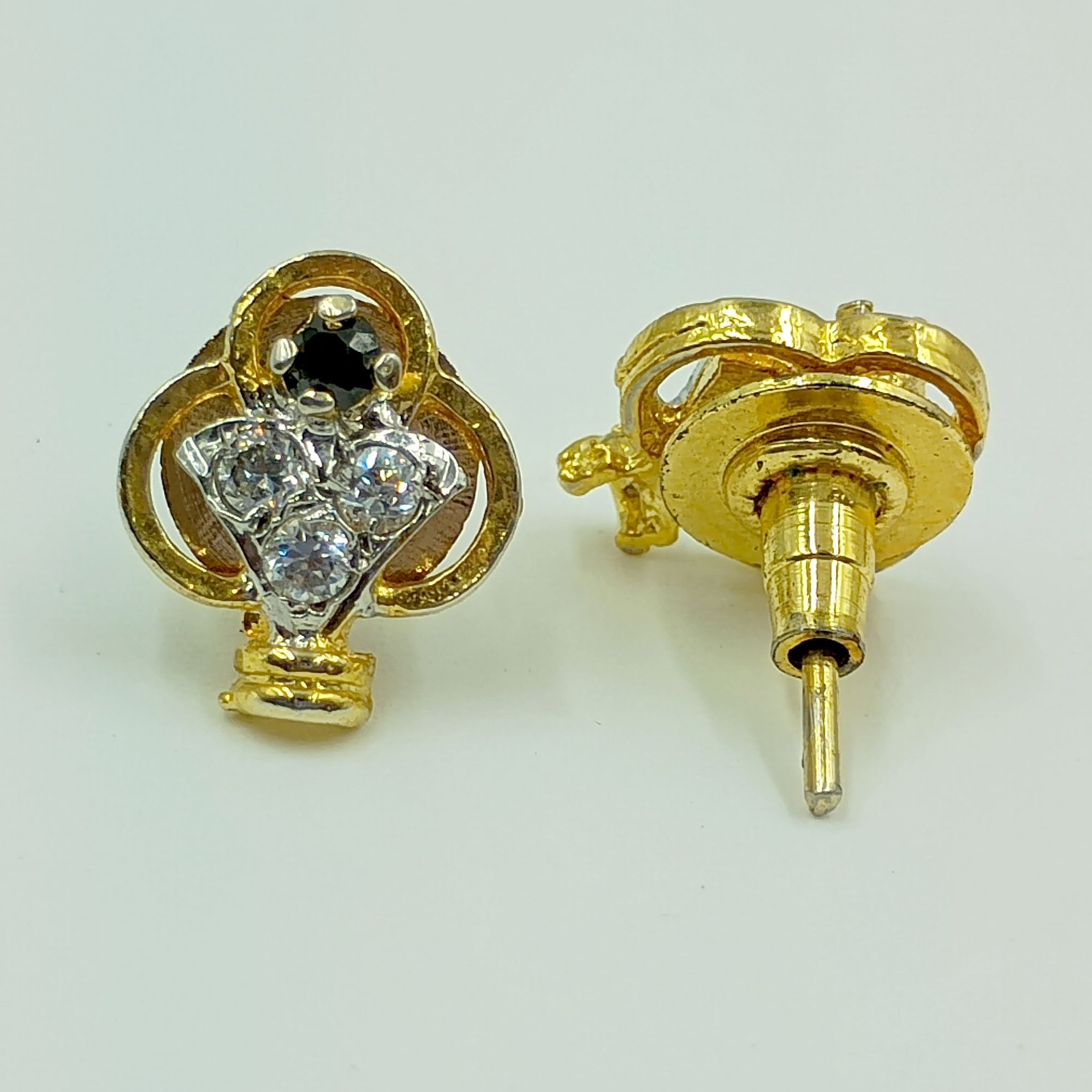 22k Gold Plated CZ Stud Earrings Handmade Traditional South Indian Jewelry