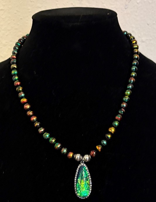 Necklace made with Rainbow Hematite Beads