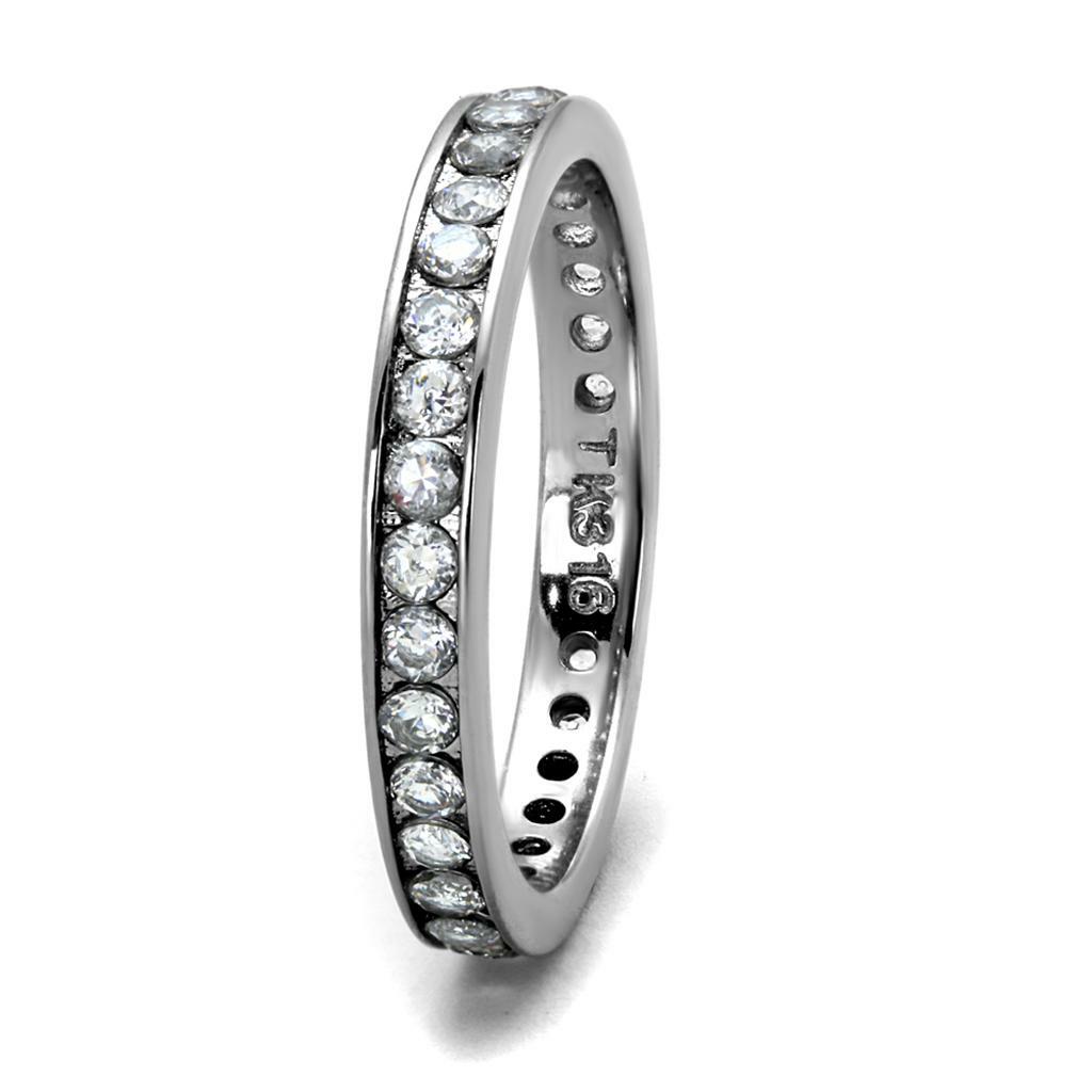 TK2343 – High polished (no plating) Stainless Steel Ring with AAA Grade CZ in