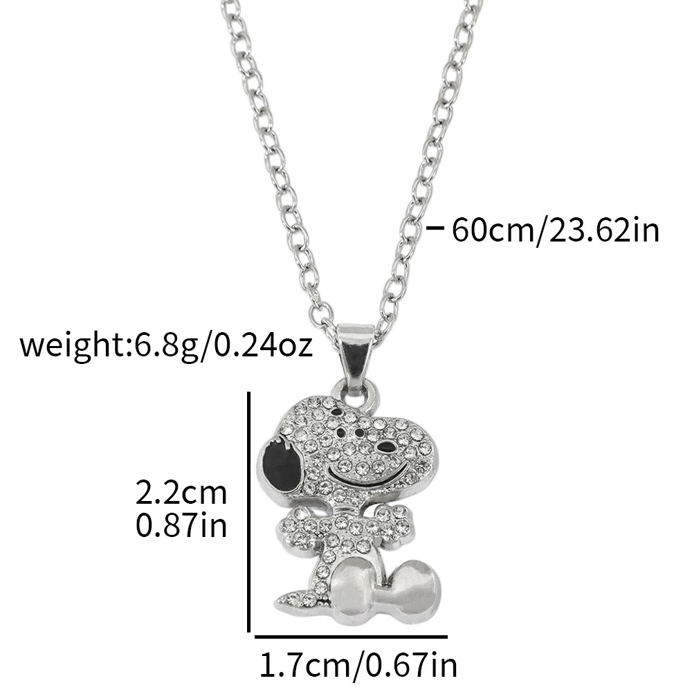 Snoopy Zircon Necklace Cartoon Dog Pendant Couple Clavicle Chain Gift