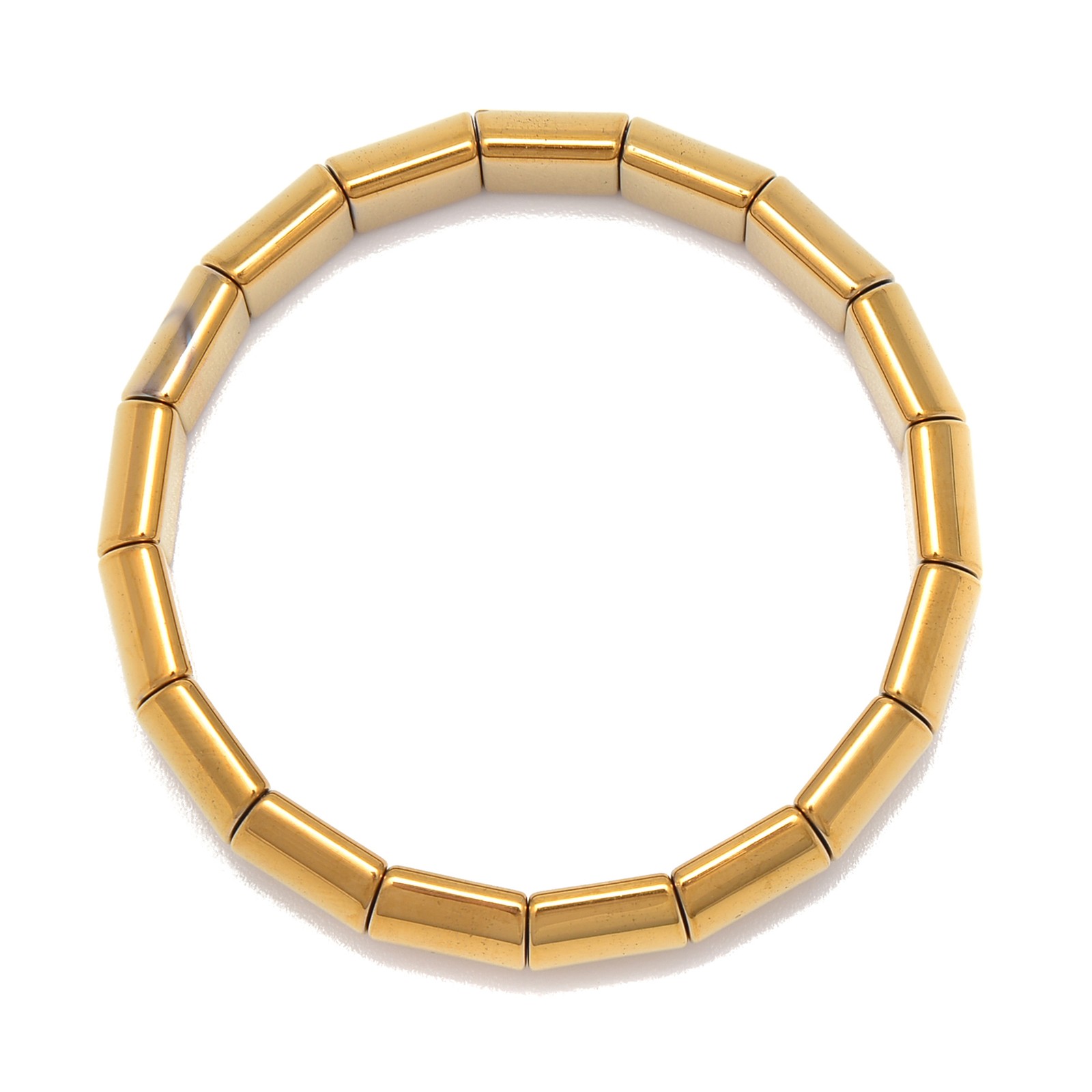 Gold Plated Hematite Double Drilled Bangle Bracelet Beads 10x12mm 7.5” Length