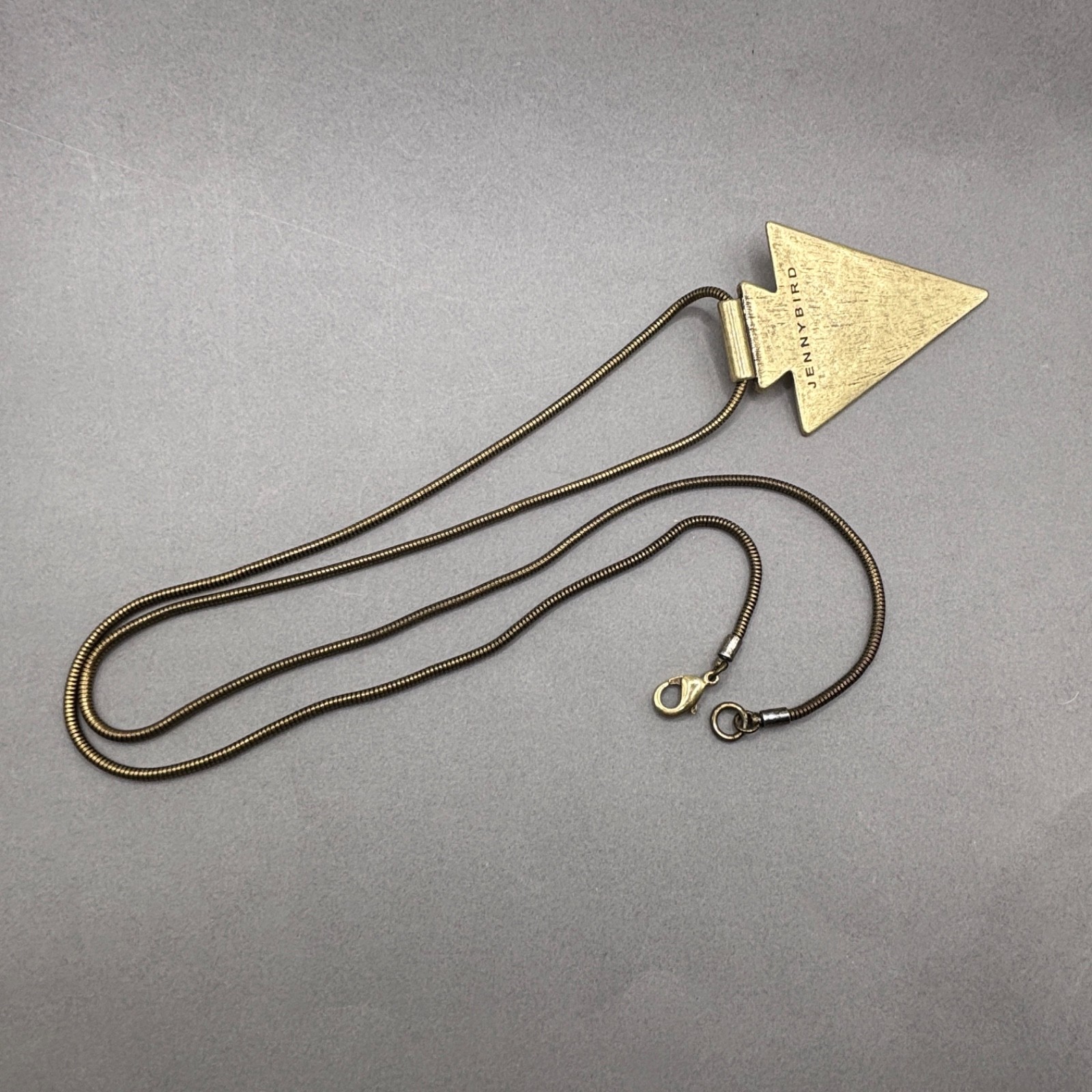 Jenny Bird Triangle Necklace Distressed Look Pendant Rhinestone WEAR TO CHAIN