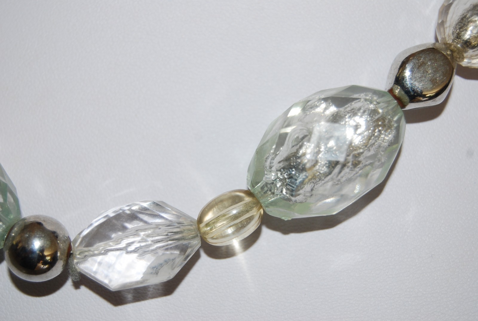 Wonderful NY Bold Couture Acrylic Silver & Clear Bead Statement Strand Necklace