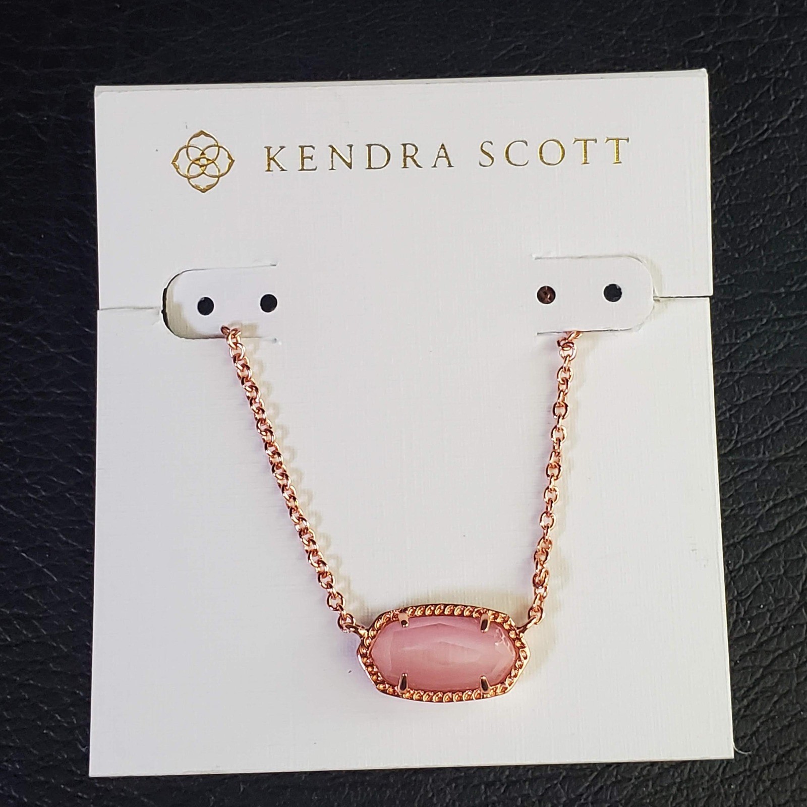 Kendra Scott Elisa Pendant Necklace Rose Gold Pink Cats Eye Stone Gift for Her