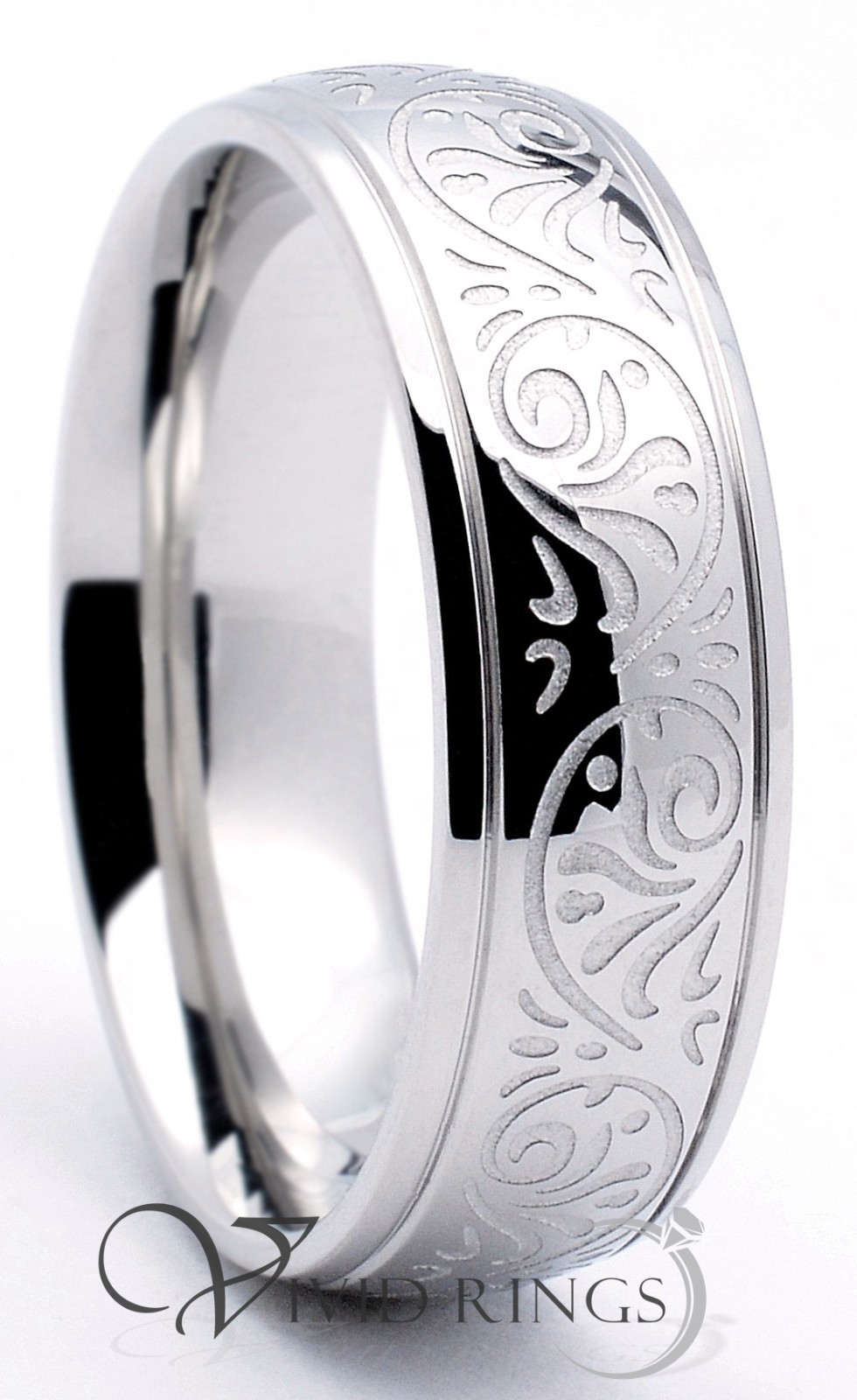 Men Stainless Steel Ring Florentine Design Band 7mm Size 7 to 14.5