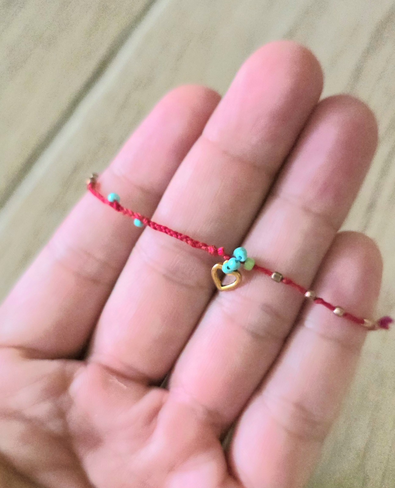 Multicolor Beaded Cord Heart Charm Bracelet Inspired by Chan Luu and Free People