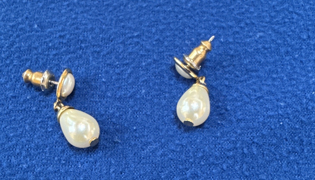 Vintage Crown Trifari 4-Strand Faux Pearl Necklace with Matching Drop Earrings