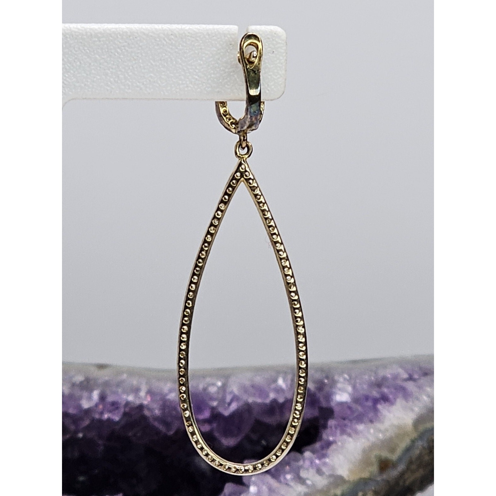 925 Sterling Silver – Gold Plated – CZ Double Halo Drop Earrings [Plating Wear]