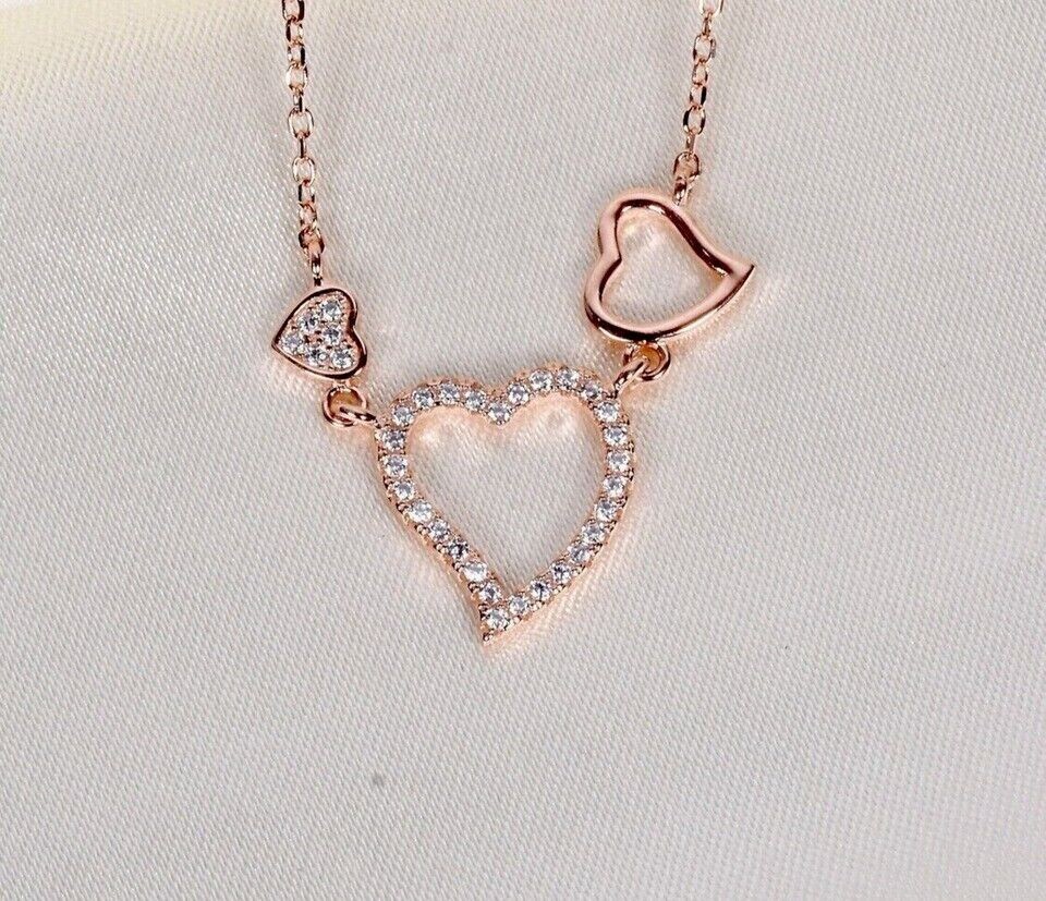 Round Cut Simulated Diamond Women’s Stunning Heart Pendant 14K Rose Gold Plated