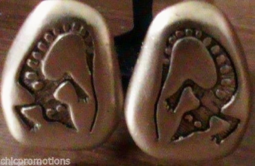 Clip Earring Gold Plate Fossil Rock Stone Vtg Look Petroglyph Hyroglific Reptile