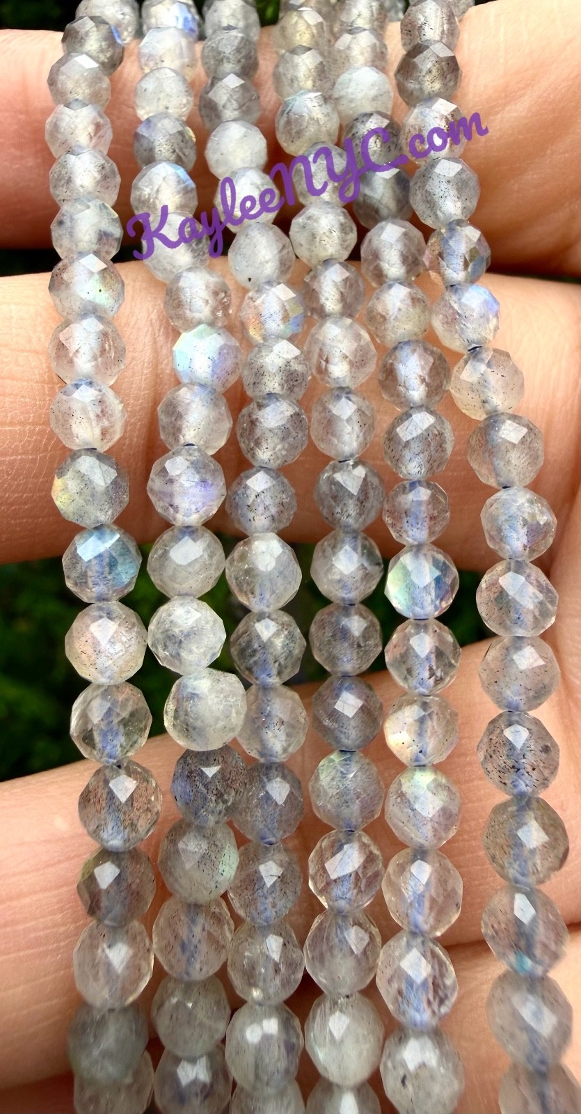 Wholesale 6 Pcs Natural 4mm Faceted Labradorite 7.5” Stretch Bracelet