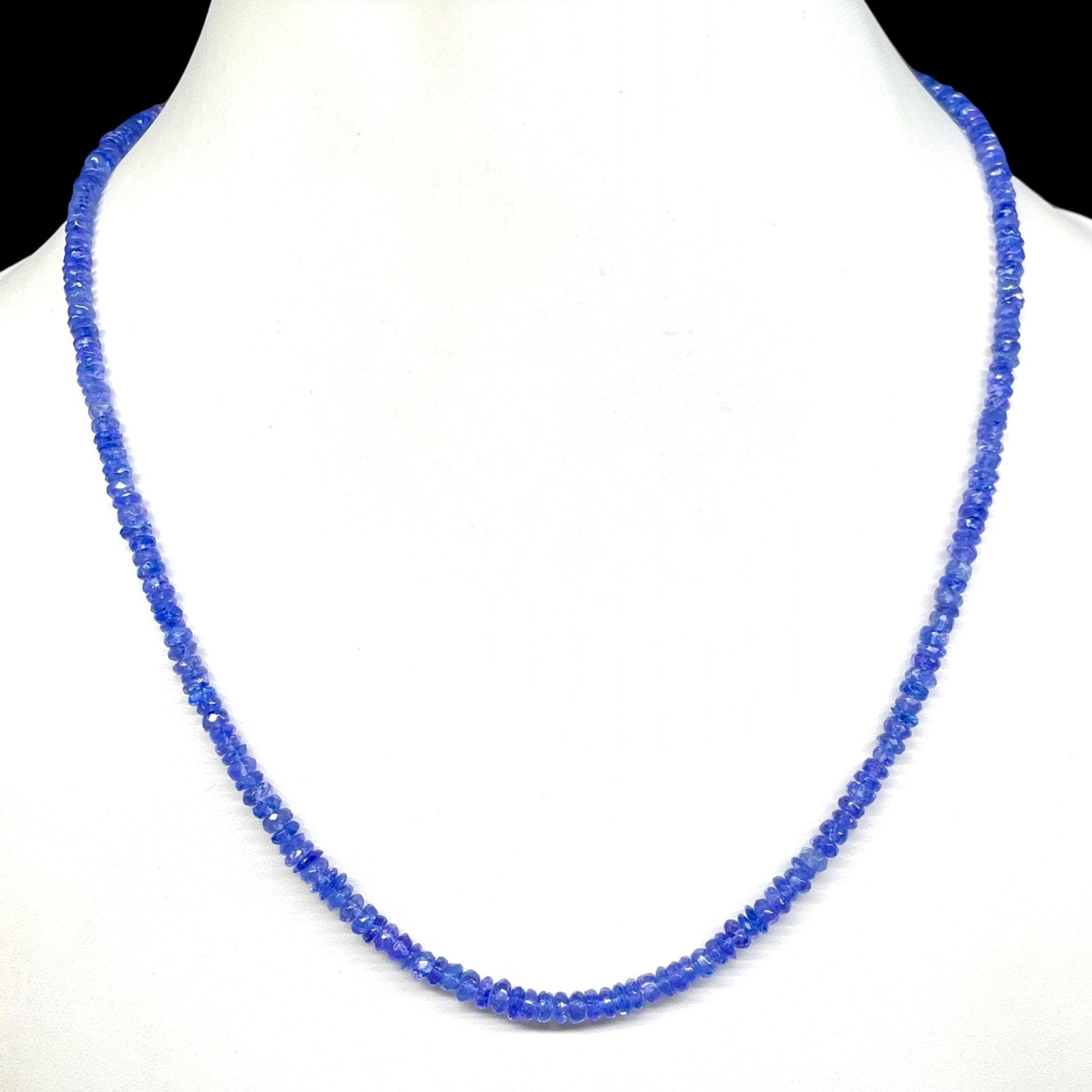 18″ Natural Tanzanite Necklace 3-4.5mm Top Quality Faceted Vibrant Blue Beads