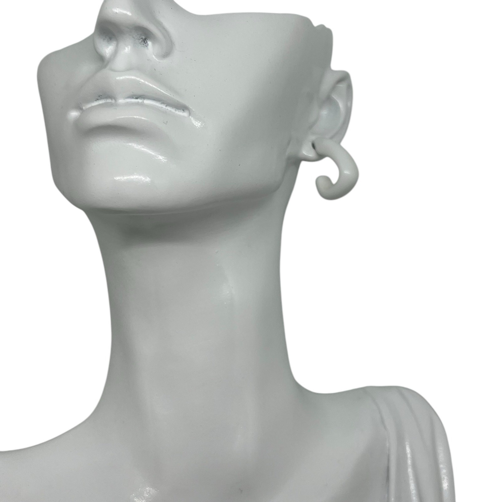 Minimalist White C-Shaped Hoop Earrings