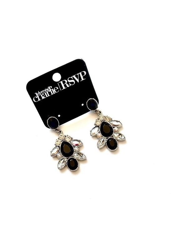RSVP Earrings Black & White Pearl & Rhinestone Necklace & Earring Set NWT